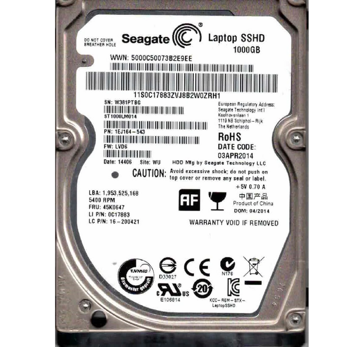 Seagate Internal Laptop Hard Disk Driver 1TB (ORIGINAL USED)