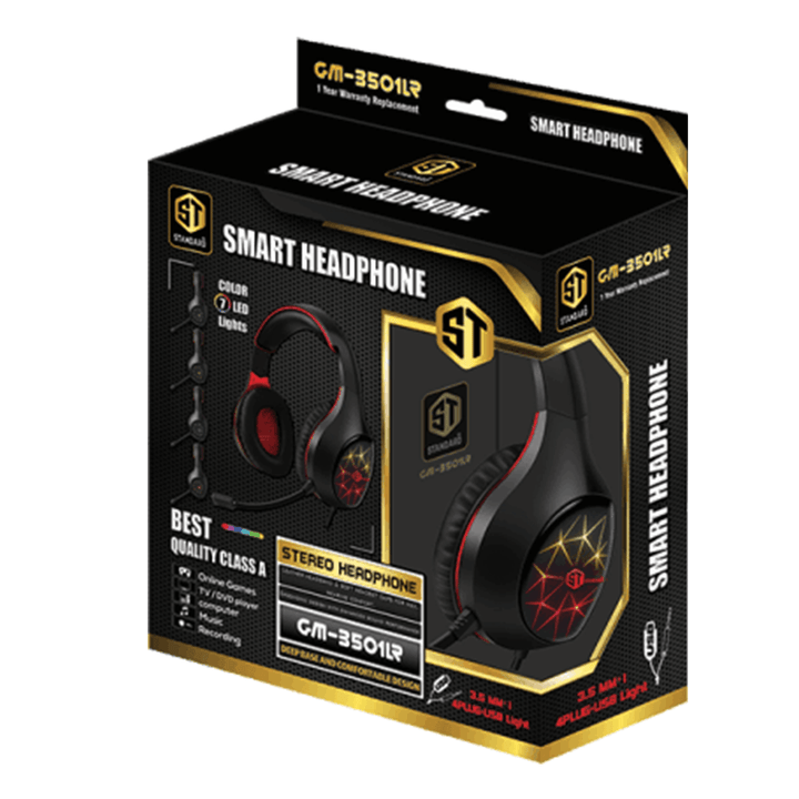 Standard GM-3501 smart Headphone Red-Headphone-ST-STANDARD-Computer Accessories, COMPUTERS, Headphone-الدباح-El Dabbah