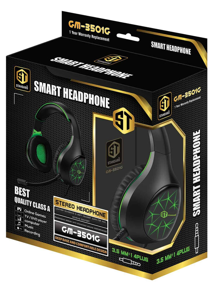 Standard GM-3501G smart Headphone Green-Headphone-ST-STANDARD-Computer Accessories, COMPUTERS, Headphone-الدباح-El Dabbah