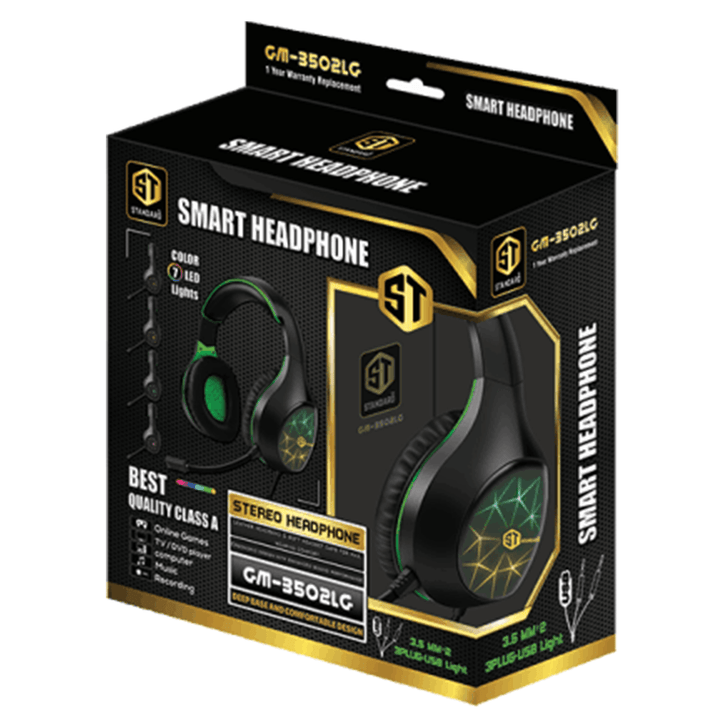 Standard GM-3502 smart Headphone Light Green-Headphone-ST-STANDARD-Computer Accessories, COMPUTERS, Headphone-الدباح-El Dabbah