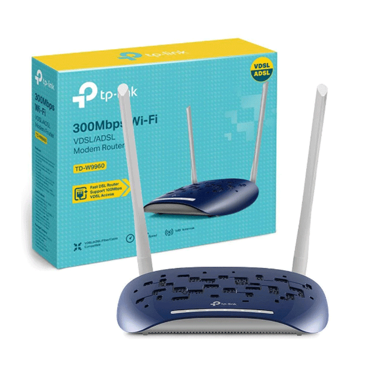 TP-Link TD-W9960 Wireless VDSL/ADSL Router 300Mbps 2 Antenna 4 PORT-Router-TP-LINK-NETWORK, Router-الدباح-El Dabbah