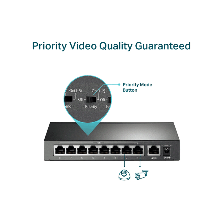 TP-Link TL-SF1009P Unmanaged Desktop PoE Switch 1 Port 10/100Mbps + 8 Port PoE+-POE Switch-TP-LINK-NETWORK, switch poe-الدباح-El Dabbah