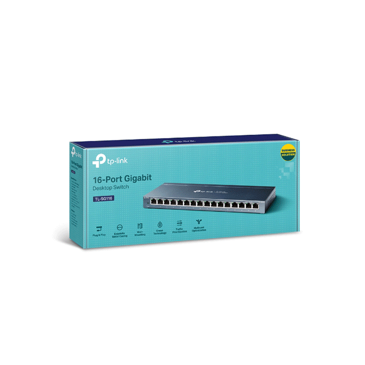 TP-Link TL-SG116 Unmanaged Desktop Switch 16 Port 10/100/1000Mbps-NETWORK SWITCH-TP-LINK-NETWORK, SWITCH-الدباح-El Dabbah