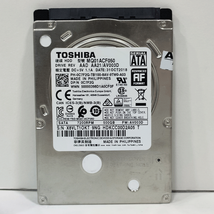 Toshiba Internal Laptop Hard Disk Driver 500GB (USED)-Used HDD-TOSHIBA-USED, USED HARD DISK, USED HDD-الدباح-El Dabbah