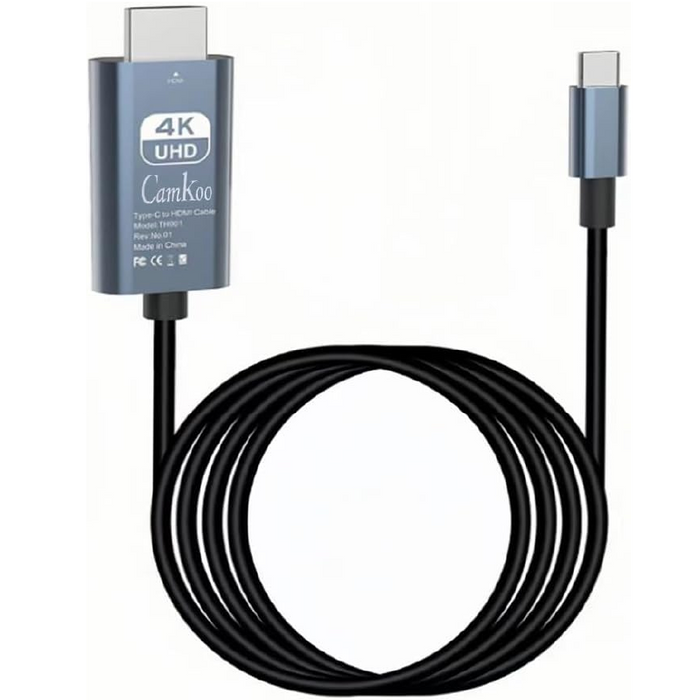 كابل تحويل Type-C إلى HDMI بدقة 4K – طول 1.8 متر – لون أسود – نقل صورة وصوت بجودة عالية