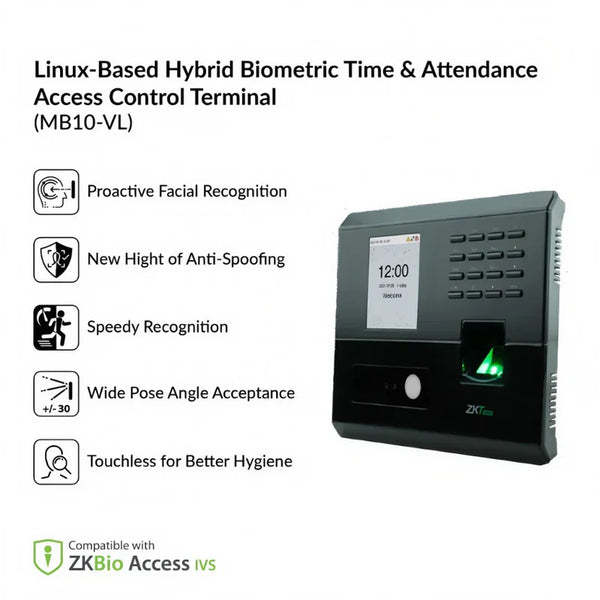 ZKTECO MB10-VL Time Attendance Finger Face ID CARD Touch screen-TIME ATTENDANCE-ZKTECO-TIME ATTENDANCE-الدباح-El Dabbah