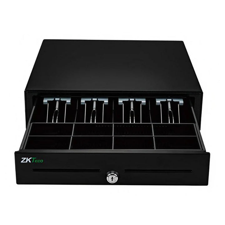 درج كاش معدني ZKTeco ZKC0508E أسود بوزن 5.4 كجم مع 4 خانات للأوراق و8 خانات للعملات من الدبّاح، مناسب للمحلات والمطاعم وأنظمة نقاط البيع POS
