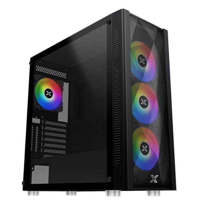 Mid-Tower ATX PC Case 4x Pre-Installed 120mm LED Fans (Black)
