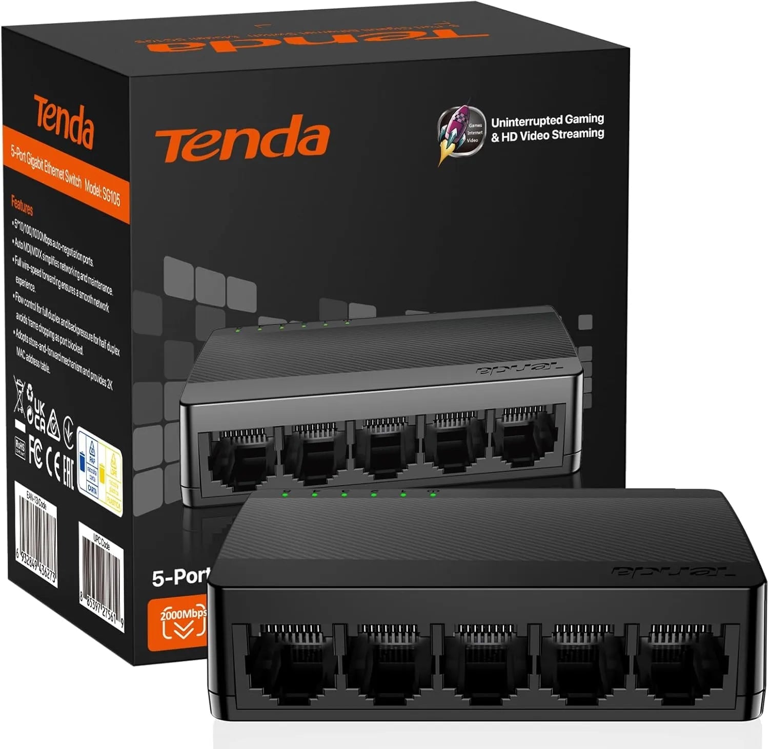 Tenda Switch Router Tenda S105M Switch 5-Port 10/100/1000 Non POE – El Dabbah